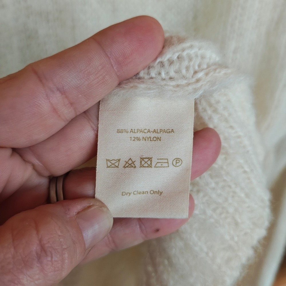 Free People Alpaca Ophelia Ivory Cowl Neck Cozy Tunic Sweater Ribbed Knit Size M - Picture 5 of 9